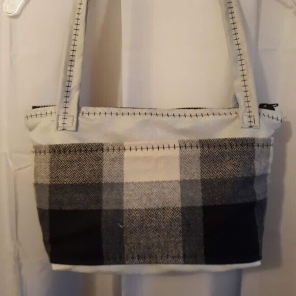 NEW Suede and Plaid Shoulder bag Purse Double handle Satchel Custom Stitching - Picture 1 of 10